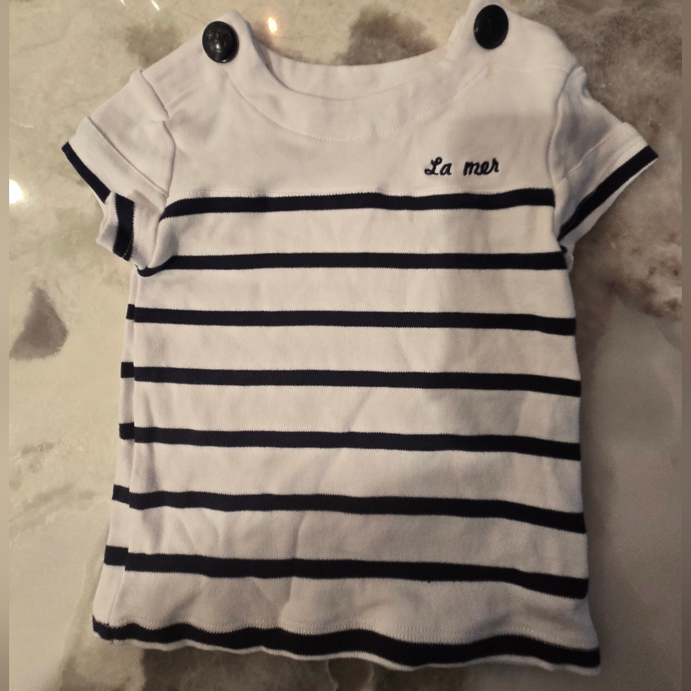 La Mer Kids Navy and White Striped Tee